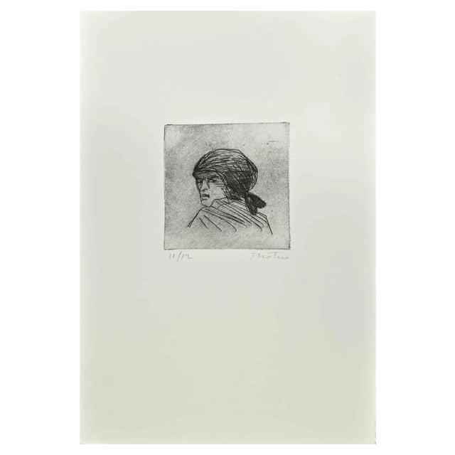 Enotrio Pugliese, Woman of Calabria, 1963, Etching For Sale