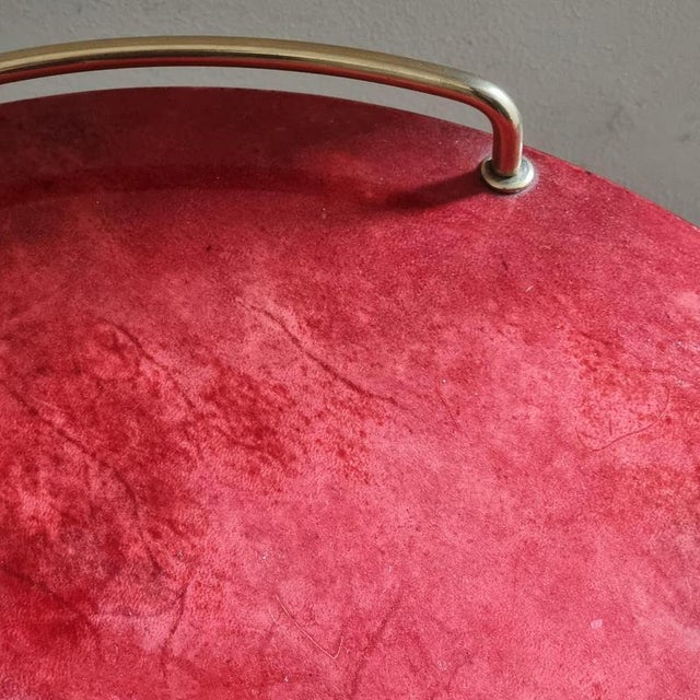 Red Vintage Italian Bar Cart by Aldo Tura, 1950s For Sale - Image 8 of 13