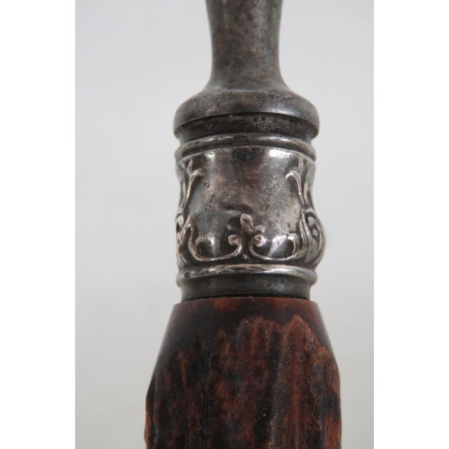 Knife Sharpening Rod Honing Steel With Stag Antler Handle Sterling Collar 5145b For Sale - Image 4 of 5