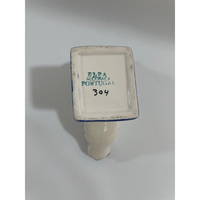 1970s Vintage Blue and White Portuguese Petite Tulip Vase Tulipiere For Sale - Image 10 of 12