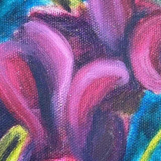 1980s Original Signed Floral Still Life Painting on Canvas Framed For Sale - Image 5 of 10