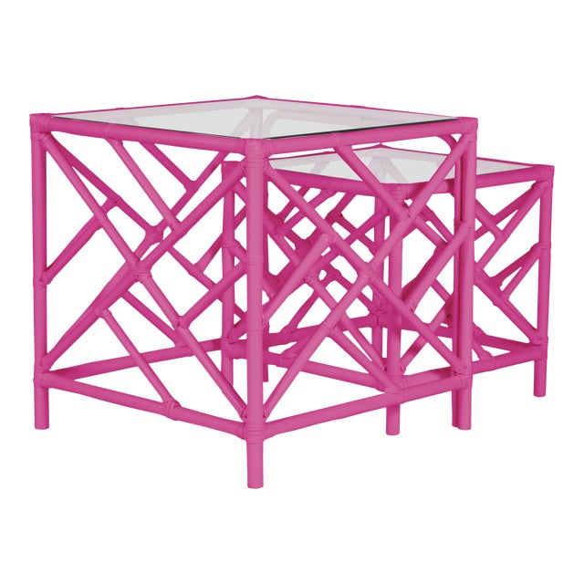 Chippendale Nesting Tables - Bright Pink For Sale