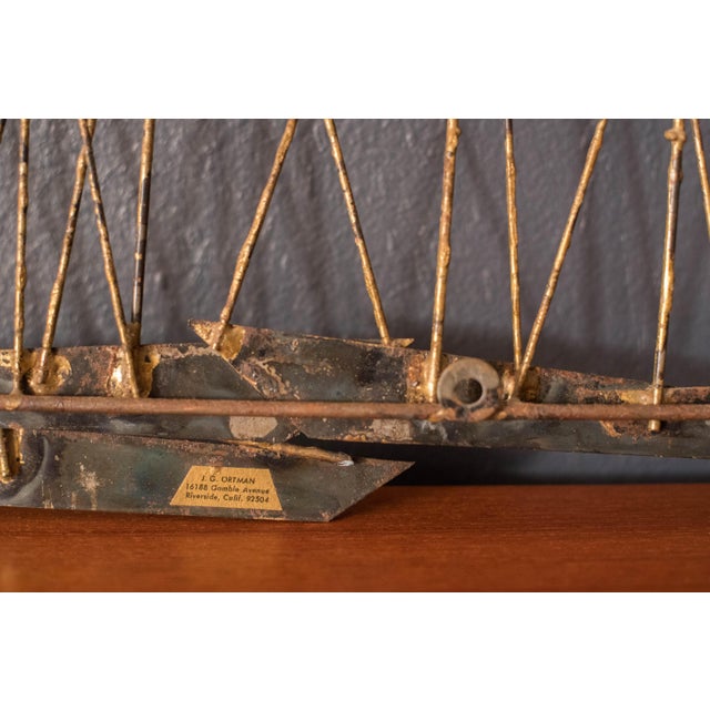 J. Gaylord Ortman Mid Century Wall Hanging Abstract Sailboat Metal Sculpture For Sale - Image 9 of 9
