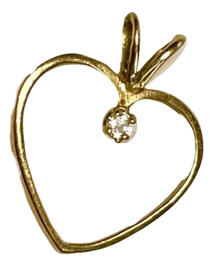 Late 20th Century 14k Yellow Gold Solitaire 0.06 Ct. Diamond Heart Pendant