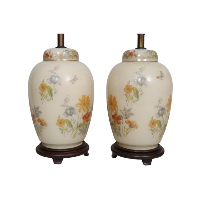 Chinoiserie Chinoiserie Glass Table Lamps, a Pair For Sale - Image 3 of 11