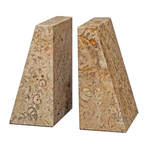 Tan Marble Bookends - a Pair