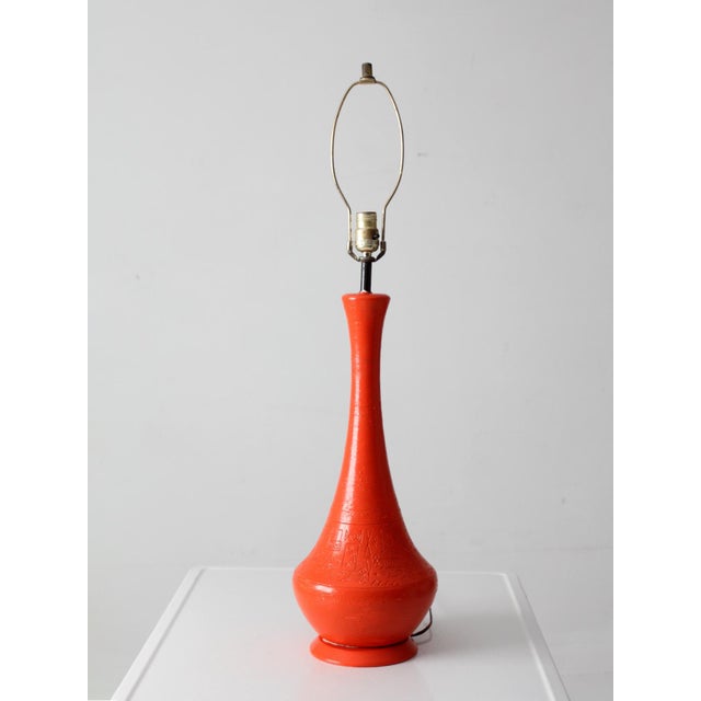 Ceramic Mid 20th Century Mid-Century Modern Orange Ceramic Table Lamp For Sale - Image 7 of 16