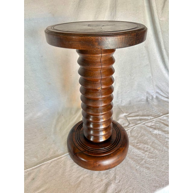 French 20th Century French Walnut Pedestal Side Table in the Style of Charles Dudouyt For Sale - Image 3 of 14