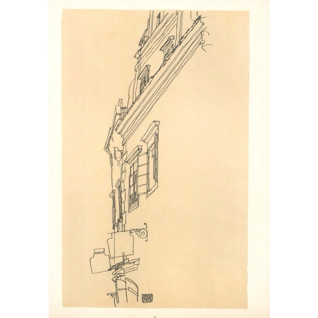 Artist:Egon Schiele Country:Austria Title:Gabled houses at Krumau Medium:Lithograph – 53 Marks:Signed in plate...