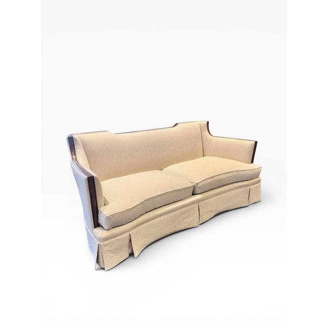 Theodore Alexander Theodore Alexander Upholstered Sofa With Fruitwood Trim & Kick Pleat Skirt – 79” For Sale - Image 4 of 13