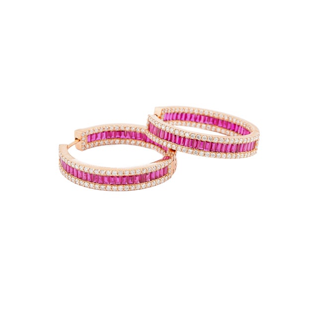 Natural diamond 2.76cts & ruby 5.97cts earring in 18k gold For Sale - Image 18 of 18