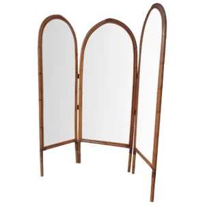 Italian Bamboo and Mirror Room Divider, 1960s
