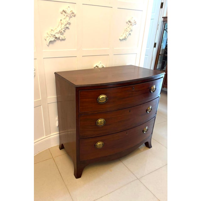 Wood Antique Georgian Mahogany Bow Front Chest of Drawers, 1800 For Sale - Image 7 of 11