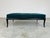 Mid-Century Modern Sabre leg bench having ebonized cherry wood frame under a newly upholstered velvet bench seat with...