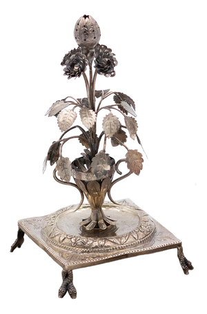 Silver Toothpick Holder with Cut-Out Jar Holder