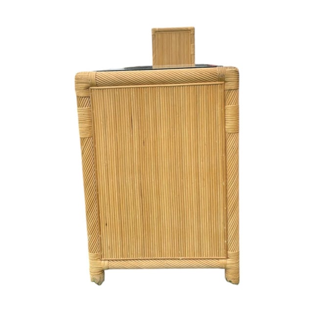 Mid-Century Modern Vintage Reeded Glass Top Desk For Sale - Image 3 of 4