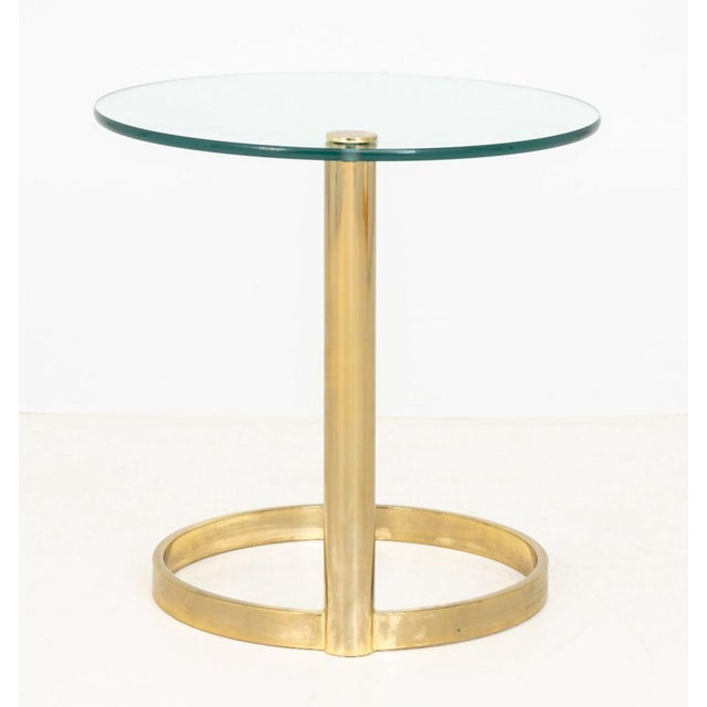 Modern Circular Glass Top Brass Coffee Table For Sale In New York - Image 6 of 7
