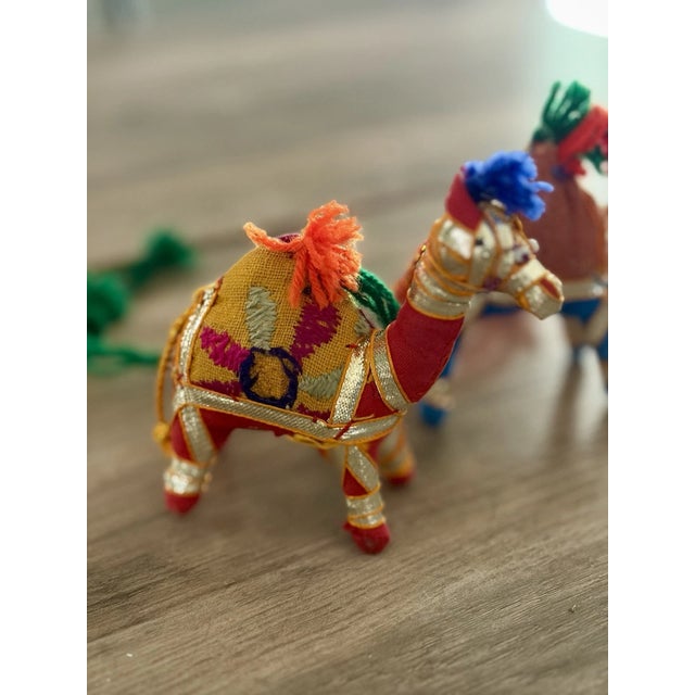 Textile Vintage Hand-Crafted Stuffed Raj Cotton Embroidered Camel Toys/Ornaments Made in India For Sale - Image 7 of 10