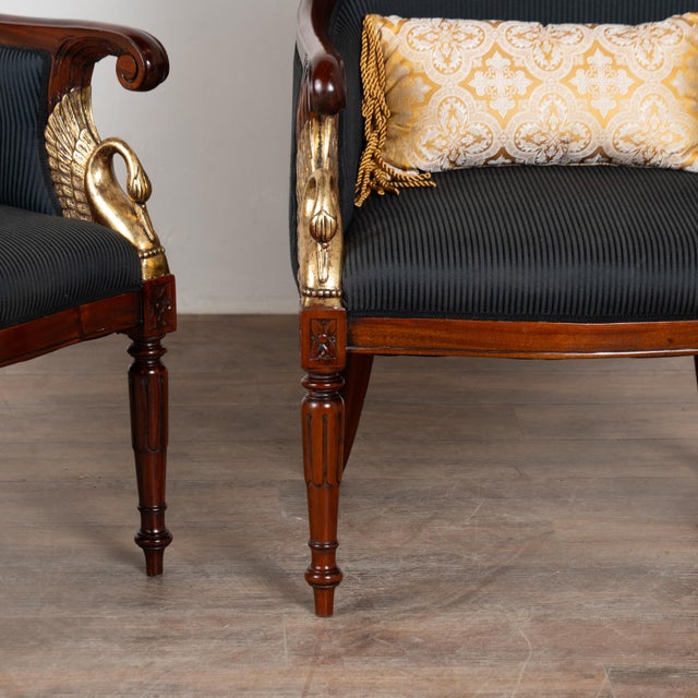 19th-Century Danish Mahogany Biedermeier Armchairs With Carved Swans For Sale - Image 12 of 18