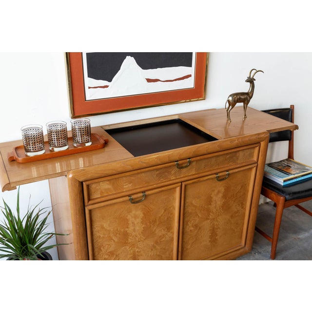 1970s Broyhill Premier Burl & Oak Server Chairish