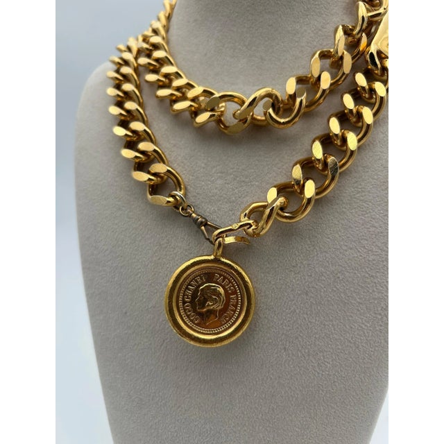 French Chanel Gold Toned Necklace/belt Coin Pendant 1990 For Sale - Image 3 of 7