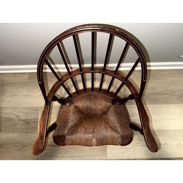 Antique Paine Furniture Co. Boston Child's Windsor Armchair With Original Rush Seat For Sale - Image 9 of 17