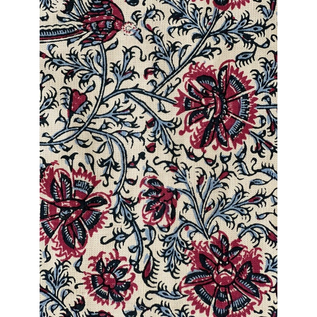 Lisa Fine Blue and Raspberry Pink Floral Pattern Pillow Covers- a Pair For Sale In Los Angeles - Image 6 of 7