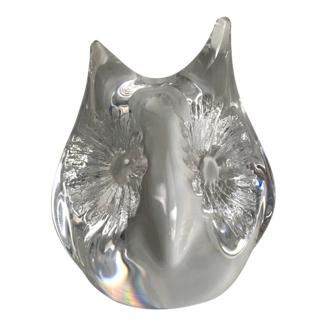 Daum of France Owl Crystal Glass Paper Weight For Sale