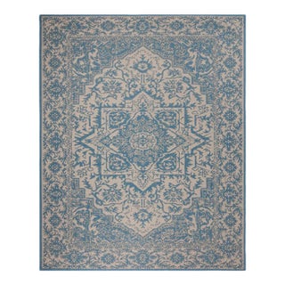 Shelter Island Indoor Outdoor Rug Cream & Blue 8'6"x12' For Sale