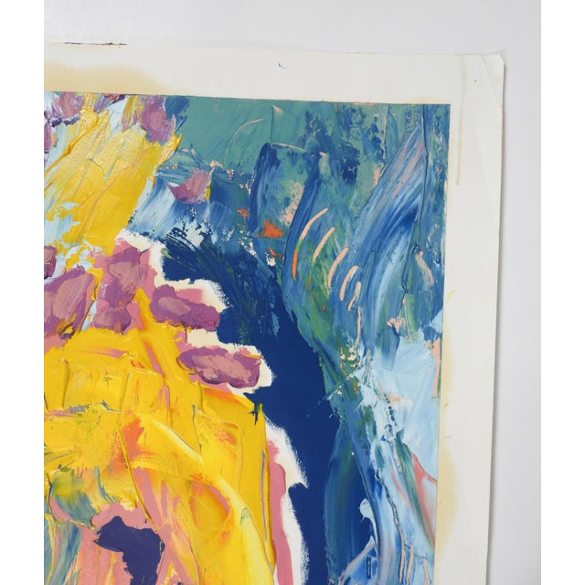 Contemporary Abstract Blue and Yellow Painting For Sale - Image 4 of 6