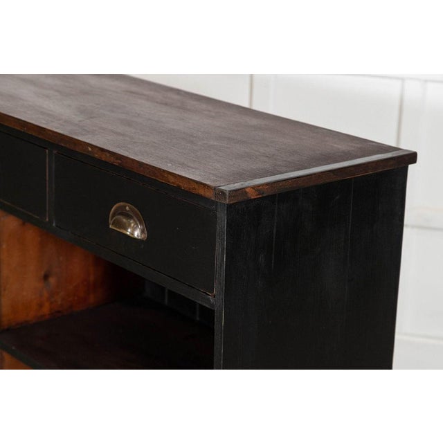 19th Century English Ebonised Mahogany & Pine Shop Counter, 1890s For Sale - Image 11 of 16