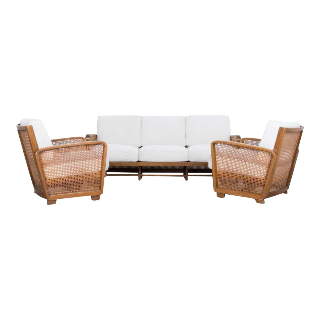 1950s Mid Century Modern Wooden Sofas Set Of Three Chairish