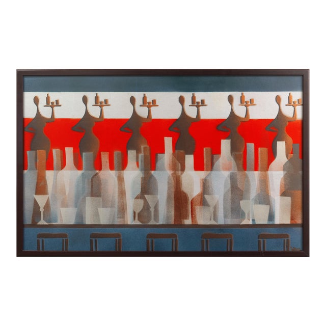 'Betsy Ross Bar & Grill' by John F. Wahl, 1983, Santa Cruz Art League, California, Cocktail Hostesses For Sale