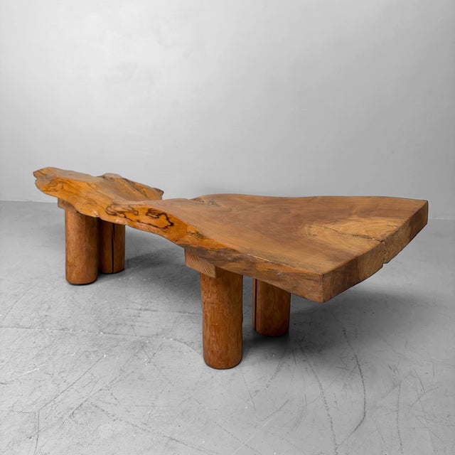Japanese Organic Live Edge Side Table in Zelkova Wood, 1960s For Sale - Image 12 of 13