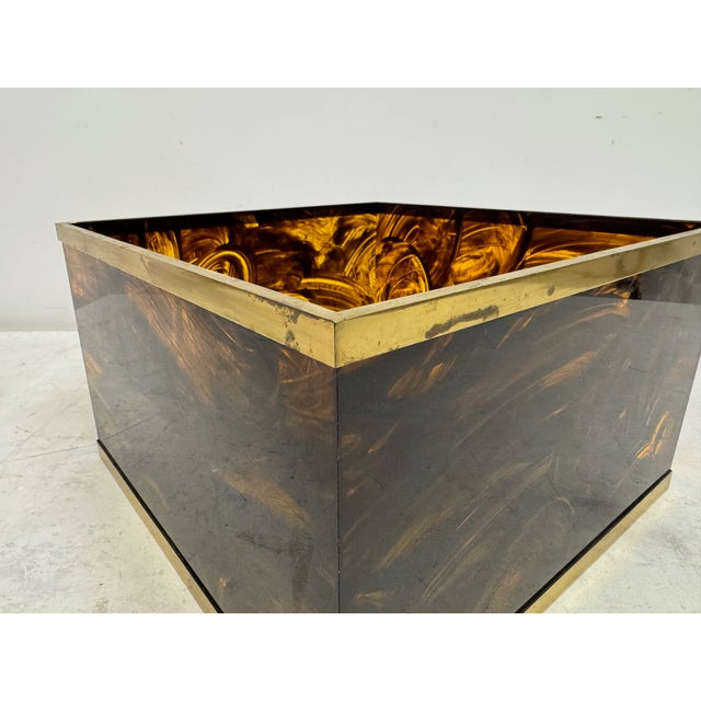 1970s Large Tortoiseshell Effect Acrylic Glass Planter, 1970s For Sale - Image 5 of 11