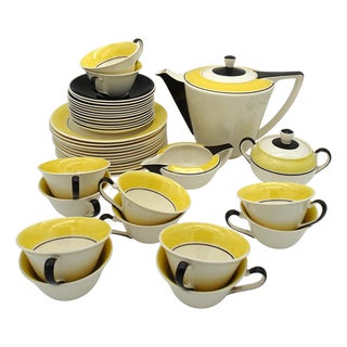 Art Deco Dutch Ineke Service Set by Edmond Bellefroid for Petrus Regout Maastricht Koninklijke Sphinx, 1933, Set of 39 For Sale