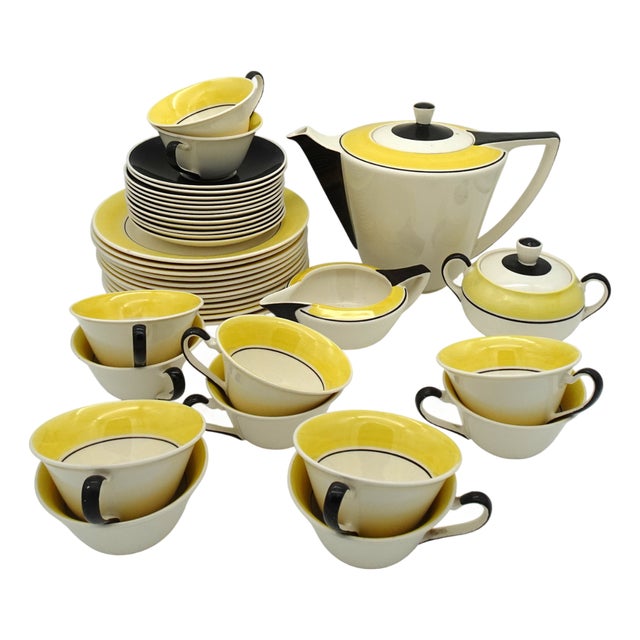 Art Deco Dutch Ineke Service Set by Edmond Bellefroid for Petrus Regout Maastricht Koninklijke Sphinx, 1933, Set of 39 For Sale