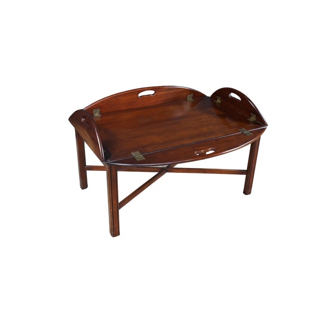 English Vintage Statton Old Towne Cherry English Chippendale Style Butlers Coffee Table For Sale - Image 3 of 18