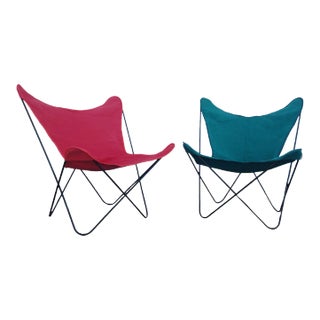 Vintage Pair of Butterfly Chairs Attributed to Bkf Hardoy for Knoll For Sale