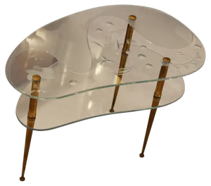 Mid-Century Engraved Clear Glass Coffee Table, 1950s