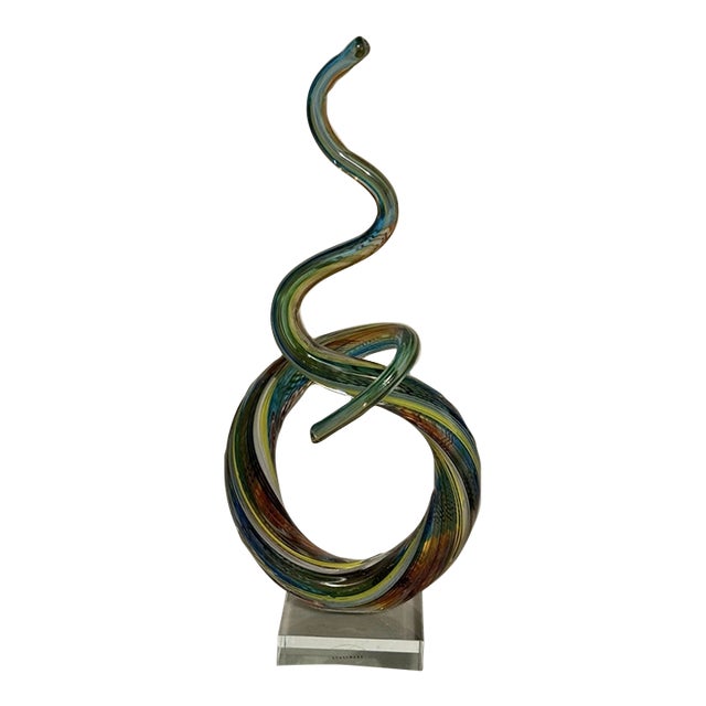 Vintage MCM Murano Art Glass Love Knot Sculpture Figurine For Sale