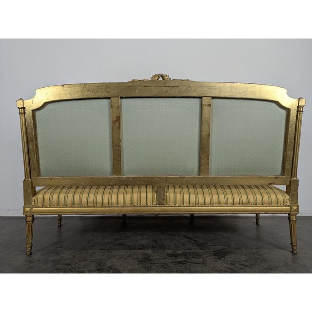 Napoleon III Louis XVI Style Sofa in Gilded Wood For Sale - Image 3 of 12