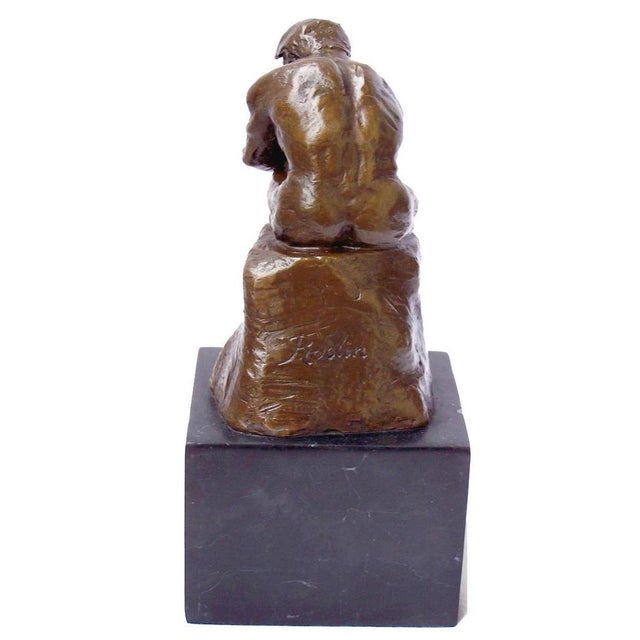 Modern Brown Patinated Bronze The Thinker Sculpture after Rodin For Sale - Image 4 of 5