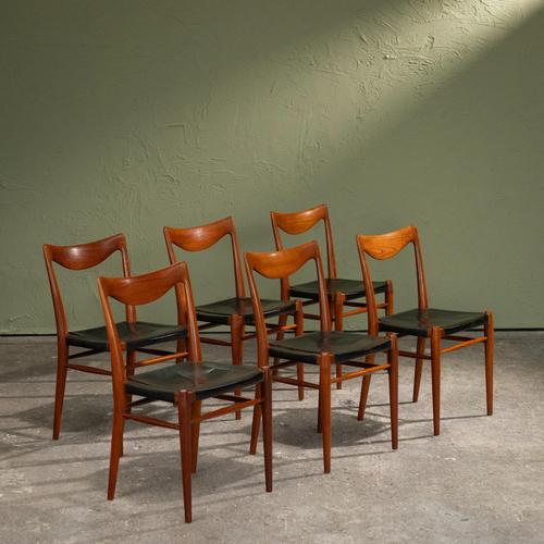 Bambi Dining Chairs in Teak and Black Leather by Rolf Rastad and Adolf Relling for Gustav Bahus, Norway, 1950s, Set of 6 For Sale - Image 10 of 10