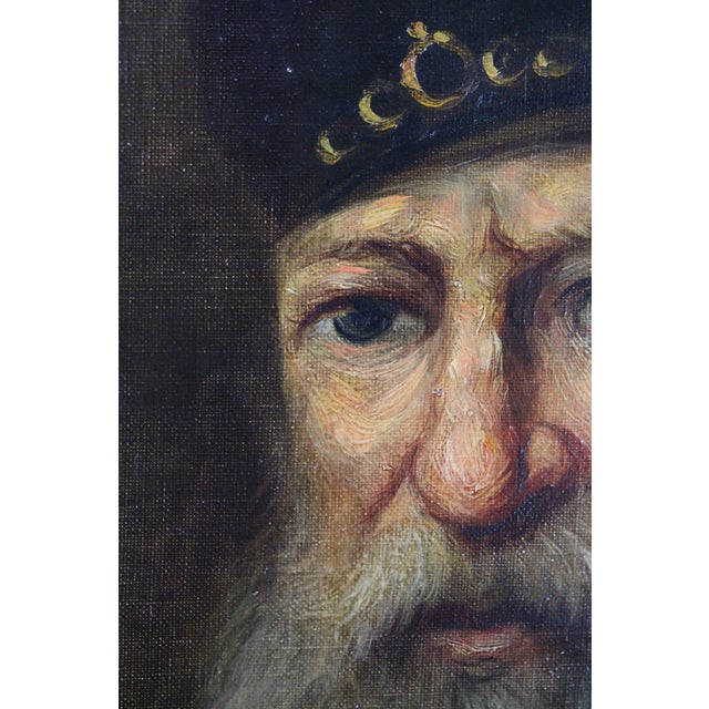 Vintage Dutch Oil Painting "Old Man" Signed by Franz Schoorman For Sale - Image 4 of 7