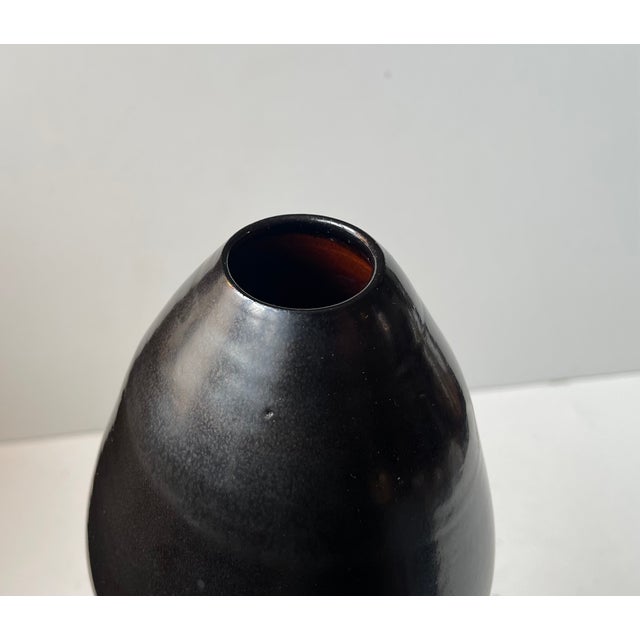 Art Deco Black Ceramic Vase in Lustre Glaze from Sedelin Faaborg, 1930s For Sale - Image 3 of 7