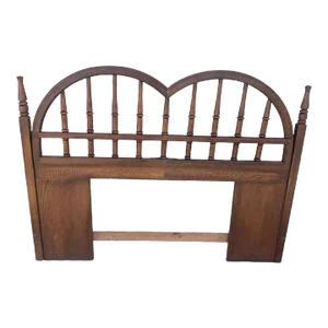 Late 20th Century Solid Wood Queen Double Arched Spindles Headboard