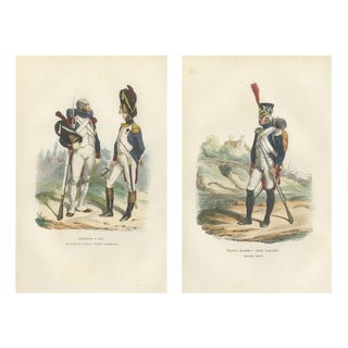 Napoleonic Imperial Guard Grenadiers, 1843, Paper, Set of 2 For Sale