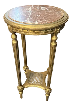French Louis XVI Inset Marble Top Gilded Pedestal