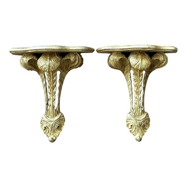 Vintage Regency Italian Hand Carved Brackets. - A Pair For Sale